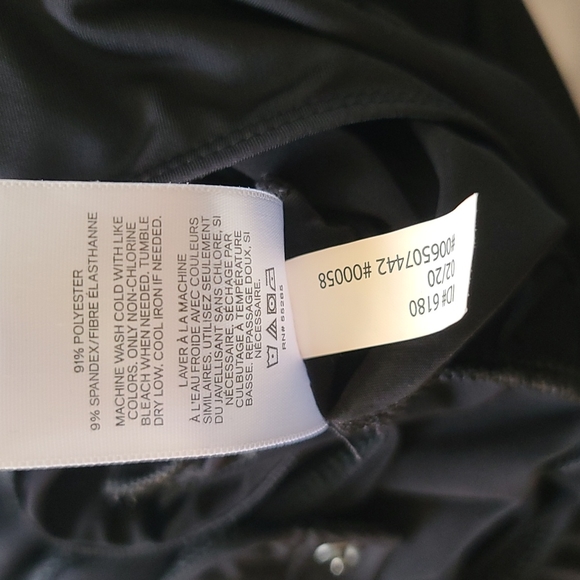 EXPRESS Black Cowl Neck Sleeveless Bodysuit L One Piece Shell Drape Neck Thong - Picture 13 of 16